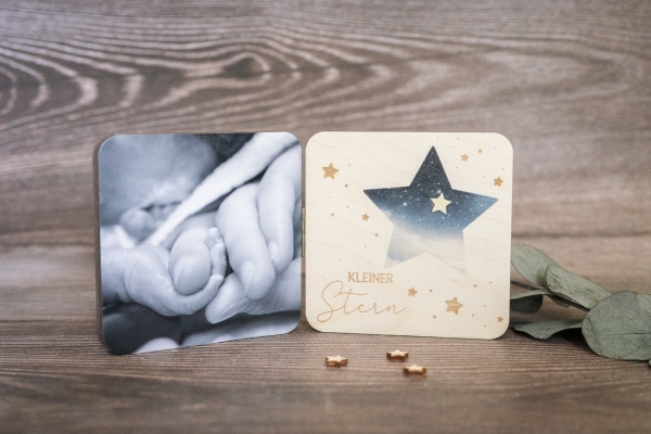 Holzleporello "Stern" als Erinnerungsstück für Sternenkinder -personalisiert-